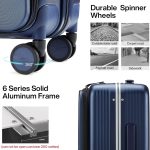 Hanke Upgrade 24" Checked In Suitcase with Front Laptop Pocket, Rolling Luggage with Spinner Wheels and TSA Lock,Aluminum Frame PC Hardside Travel Luggage for woman man, 24-inch Smoke White - Image 6